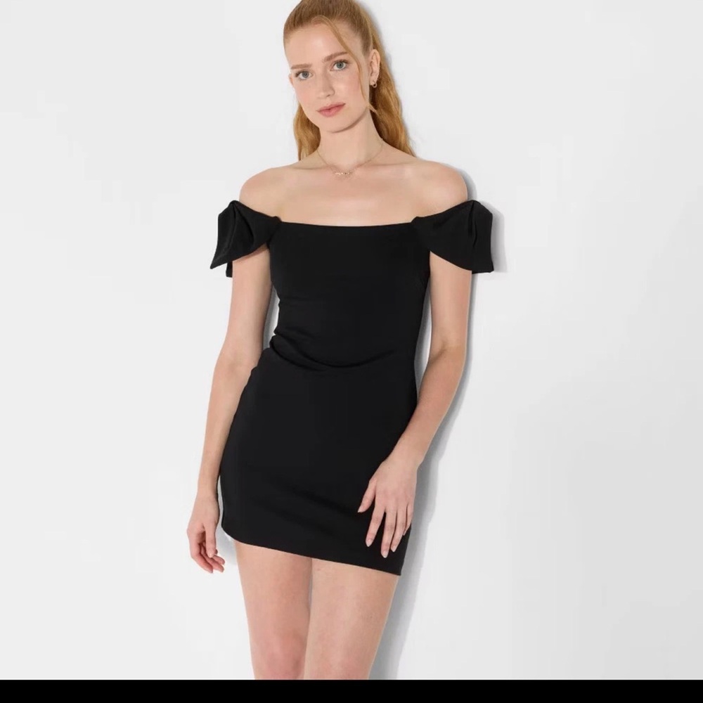 Women's Off the Shoulder Bow Short Sleeve Mini A-Line Dress - Wild